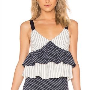 NEW JOIE | Marjie Stripe Poplin Ruffle Tank B08